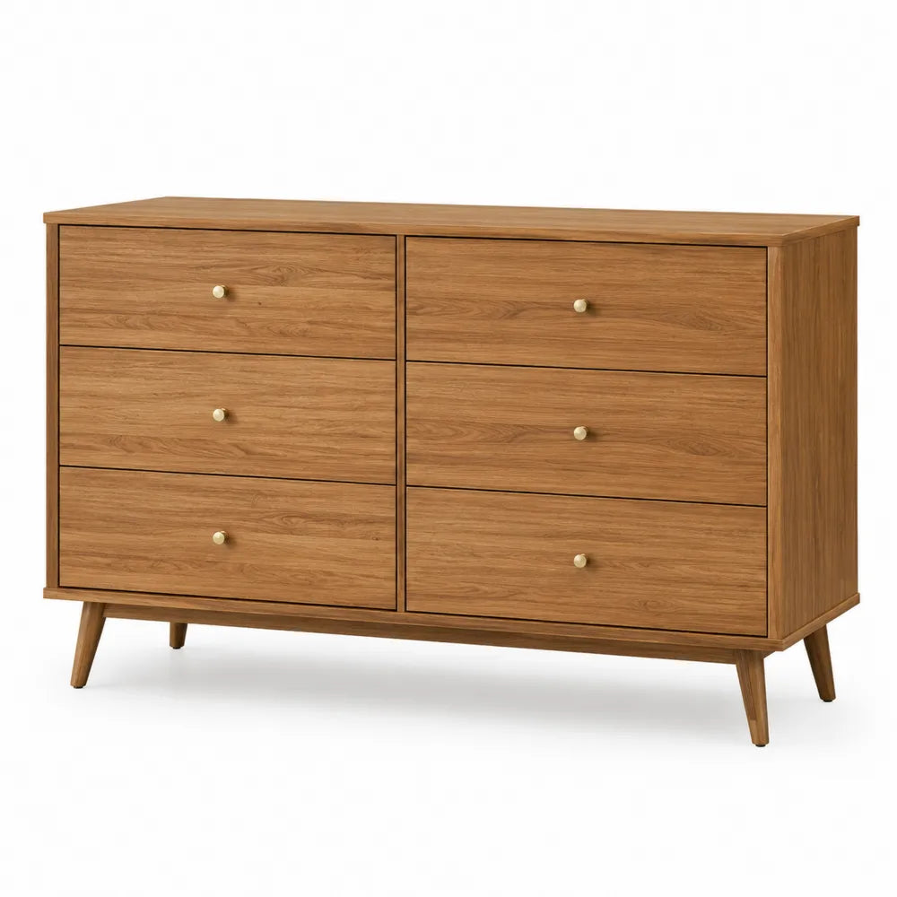 6-Drawer Dresser Wood Veneer Brown 120x80x40 cm