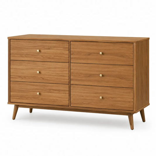 6-Drawer Dresser Wood Veneer Brown 120x80x40 cm