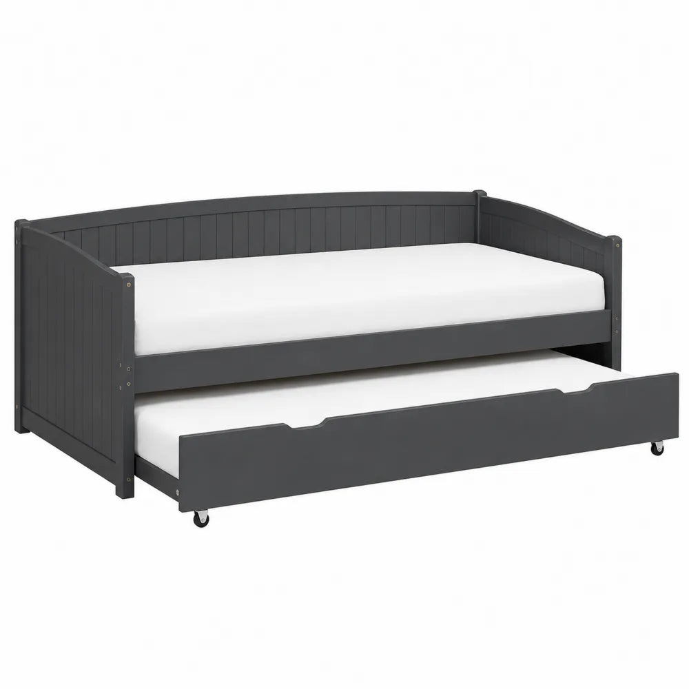 Gray Wood Twin Daybed with Trundle