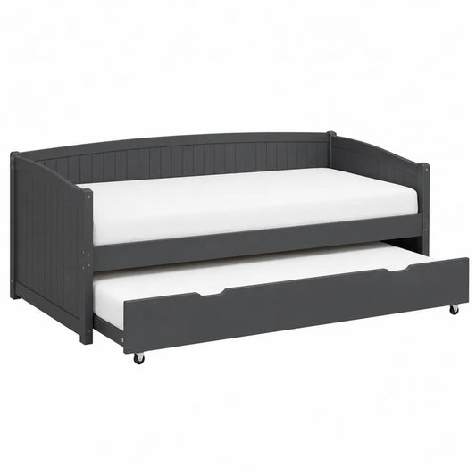 Gray Wood Twin Daybed with Trundle